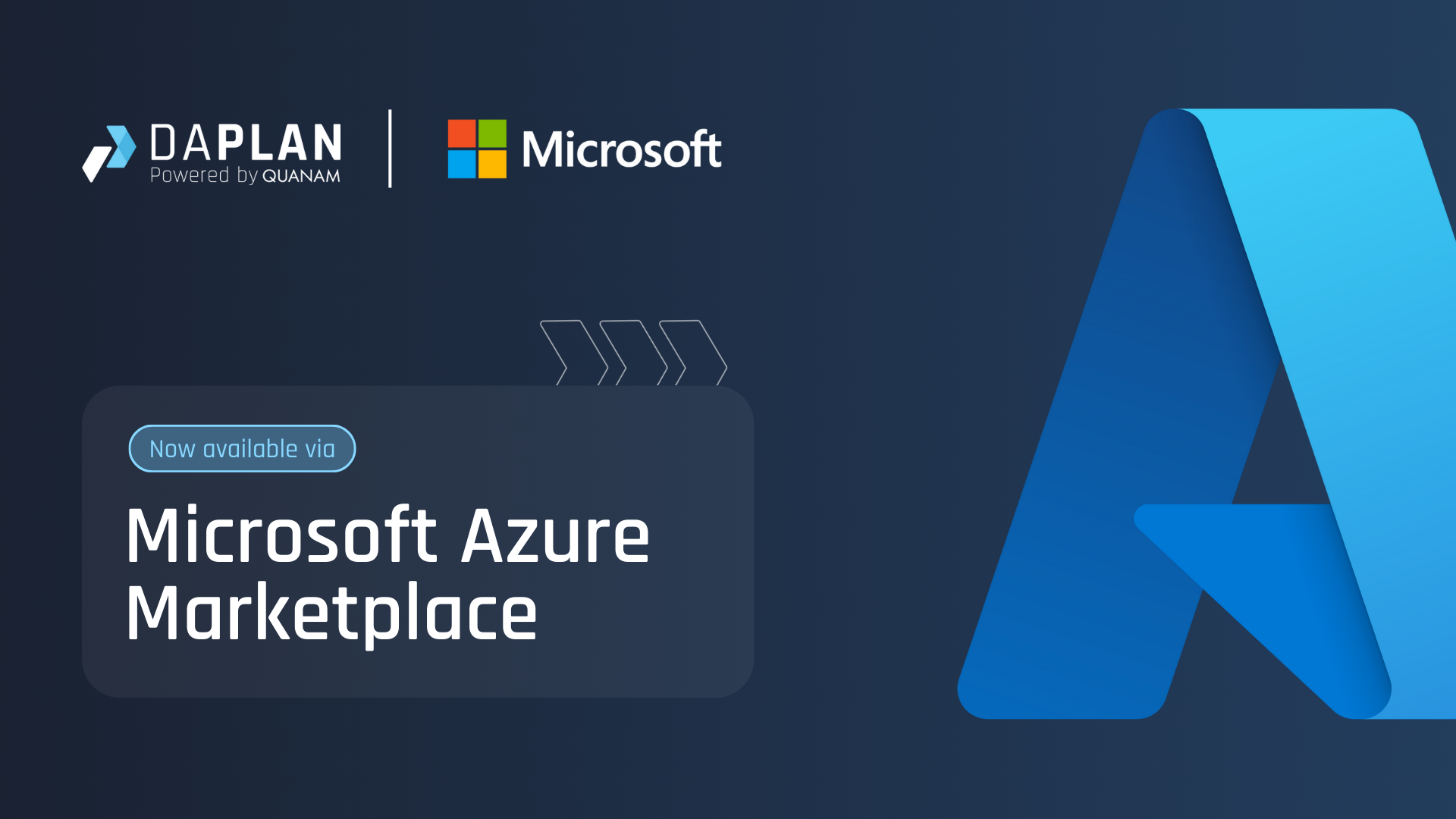 Banner promocional de DAPLAN y Microsoft anunciando su disponibilidad en Azure Marketplace para optimizar la planificación financiera (FP&A).